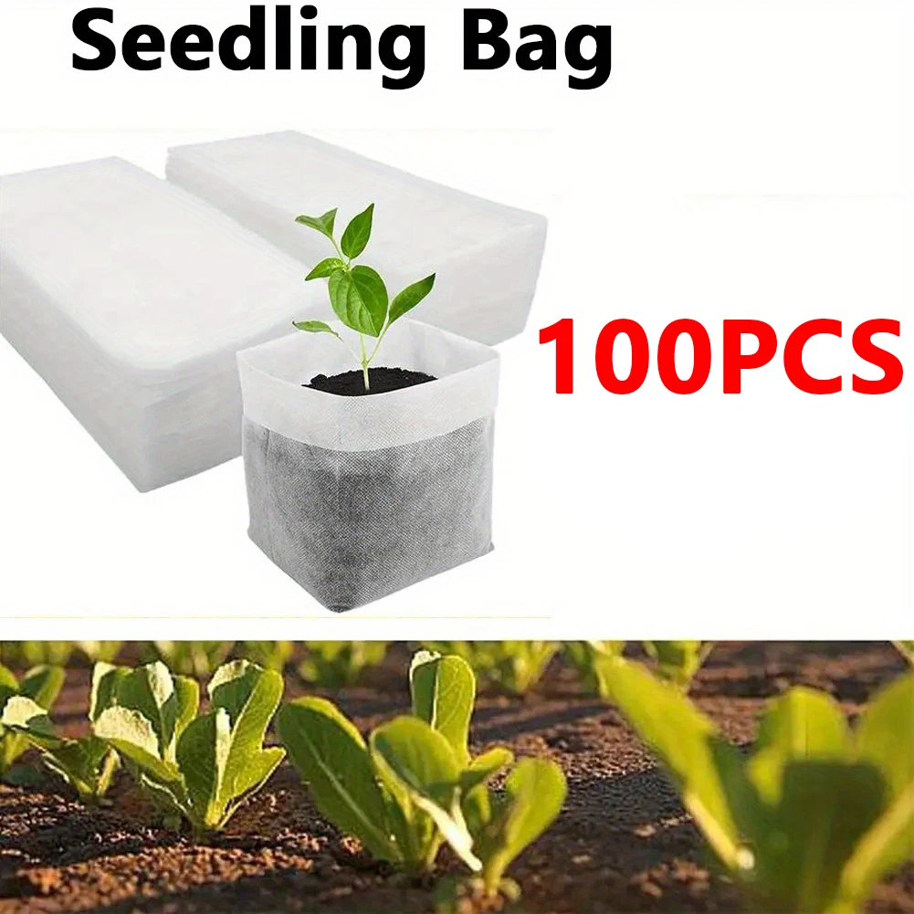 Seed Starter Tray - 100 Stück biologisch abbaubare Samen-Kinderzimmerbeutel, Vlies-Pflanzen-GrowBags,