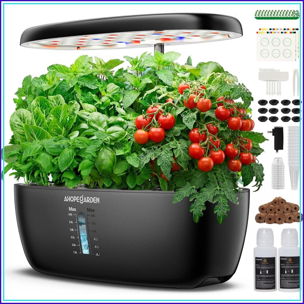 Hydroponic Kit - 12-Pod Hydroponischer Garten mit LED-Wachstumslampe, Indoor-Kräuter-Set